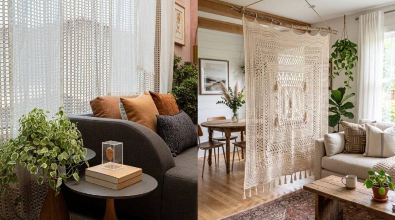 Cortinas de crochê retornam à decoração e trazem estilo aconchegante aos lares